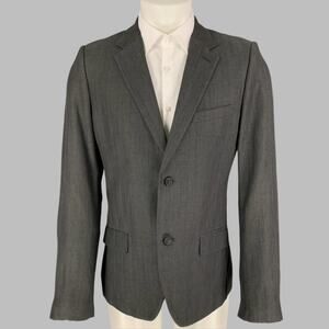 CALVIN KLEIN COLLECTION Size 38 Charcoal Wool Linen Sport Coat